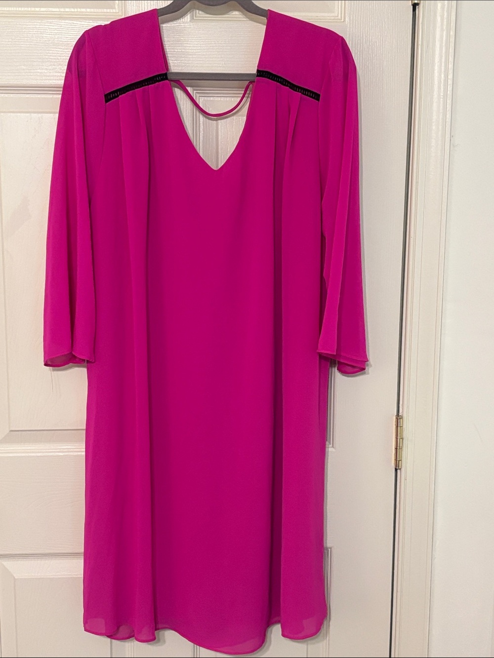 Ing Bright Fuchsia V-Neck Long Sleeve Shift Dress